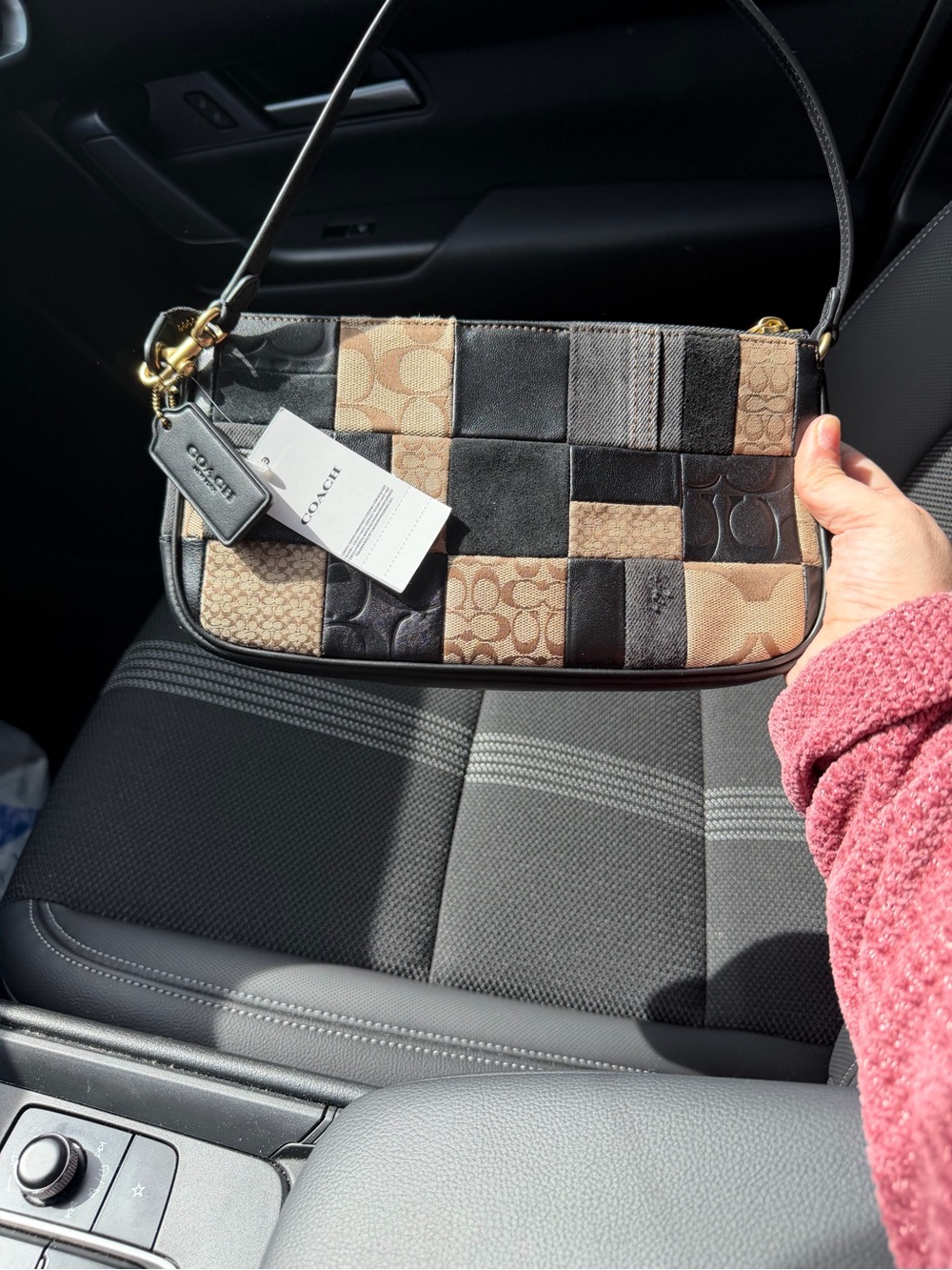 Coach Patchwork Mini Shoulder Bag in Black & Brown